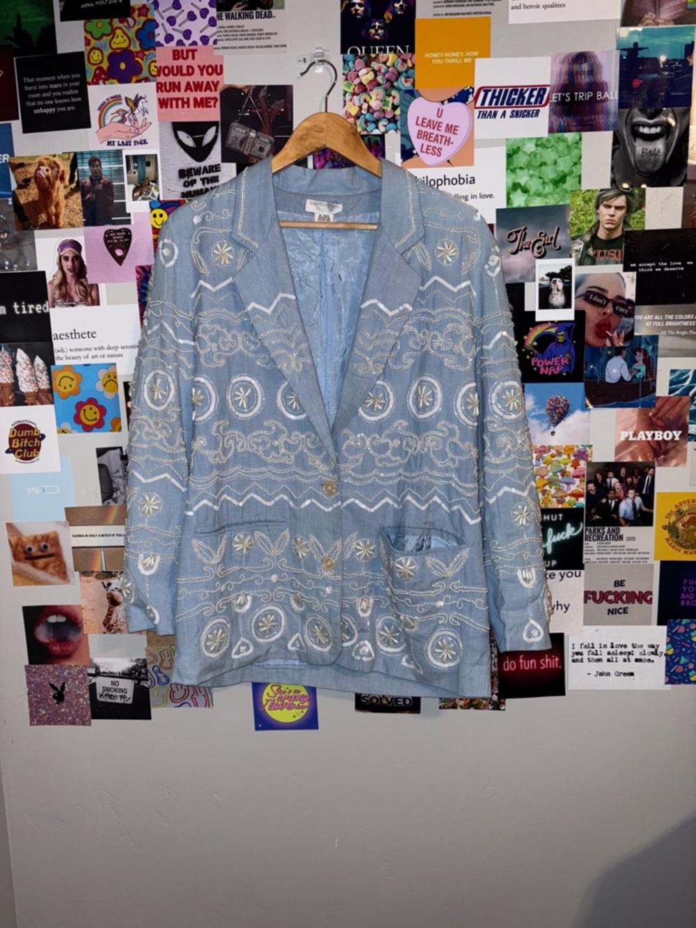 Beaded Light Blue Blazer